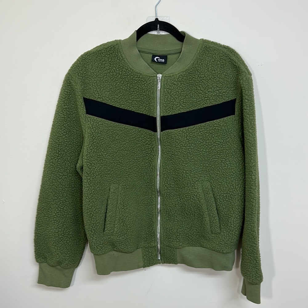 Zyia Active Green Flying V Fleece Jacket Fleece Sherpa Large - Picture 4 of 8